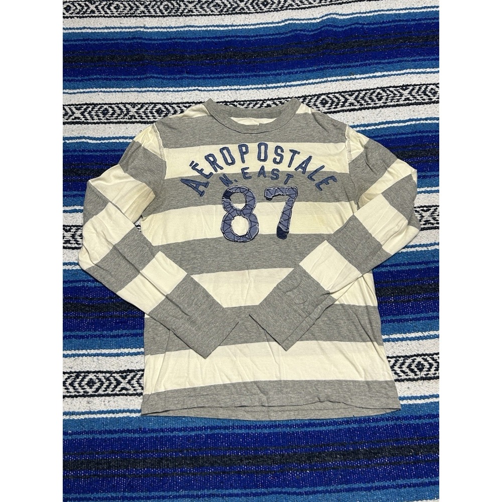 Y2K Aeropostale Rugby Shirt Men's Size Medium M Striped Preppy Academia